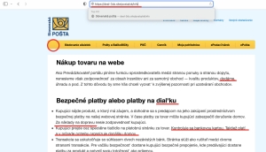 Falošný web pošty kúpa tovaru